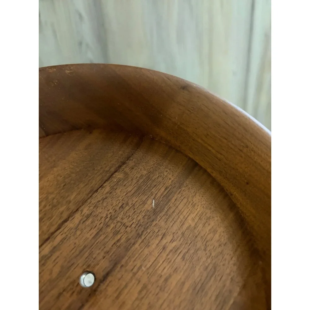 Solid Black Walnut Wood Bowls Set of 2 Mid Century Modern 8 Inch USA
